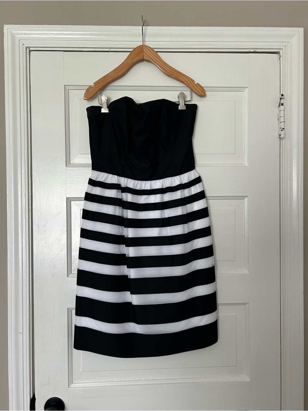 Strapless Black and White Stripe Dress